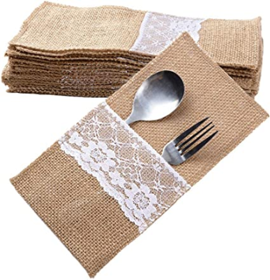 Porte couvert en toile de jute dentelle - 683