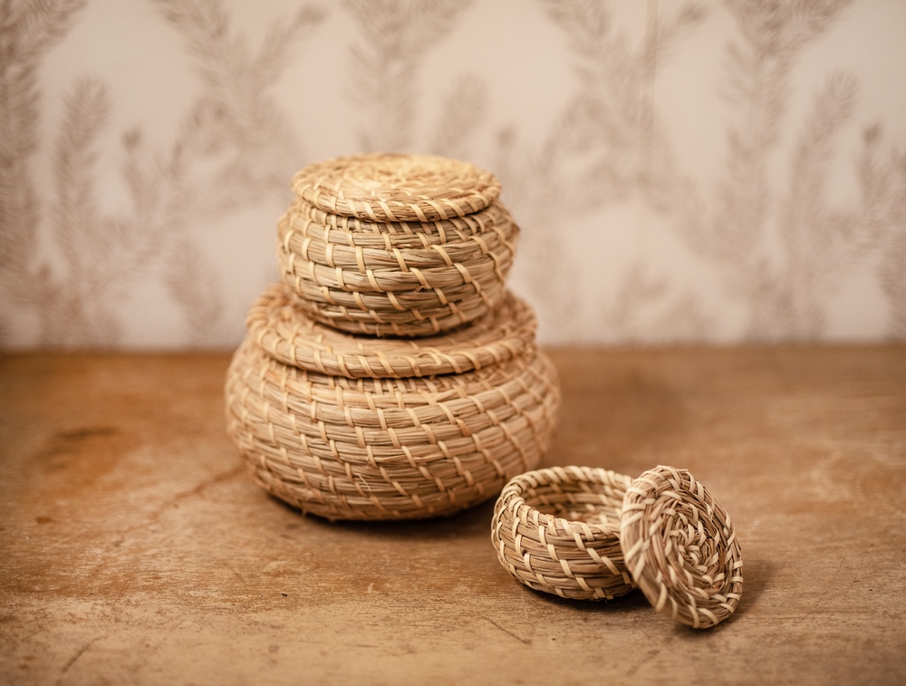 3 paniers tressés