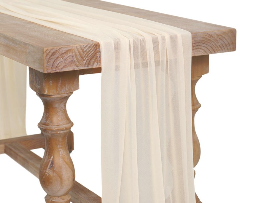 Chemin de table en mousseline Beige