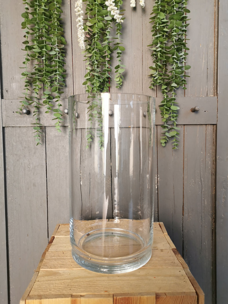 Vase cylindrique en verre H40cm Ø12cm