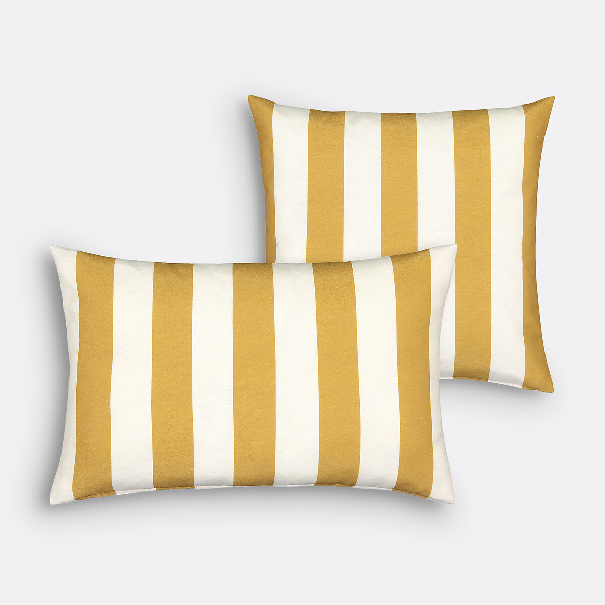 Coussin rayé jaune crème GM