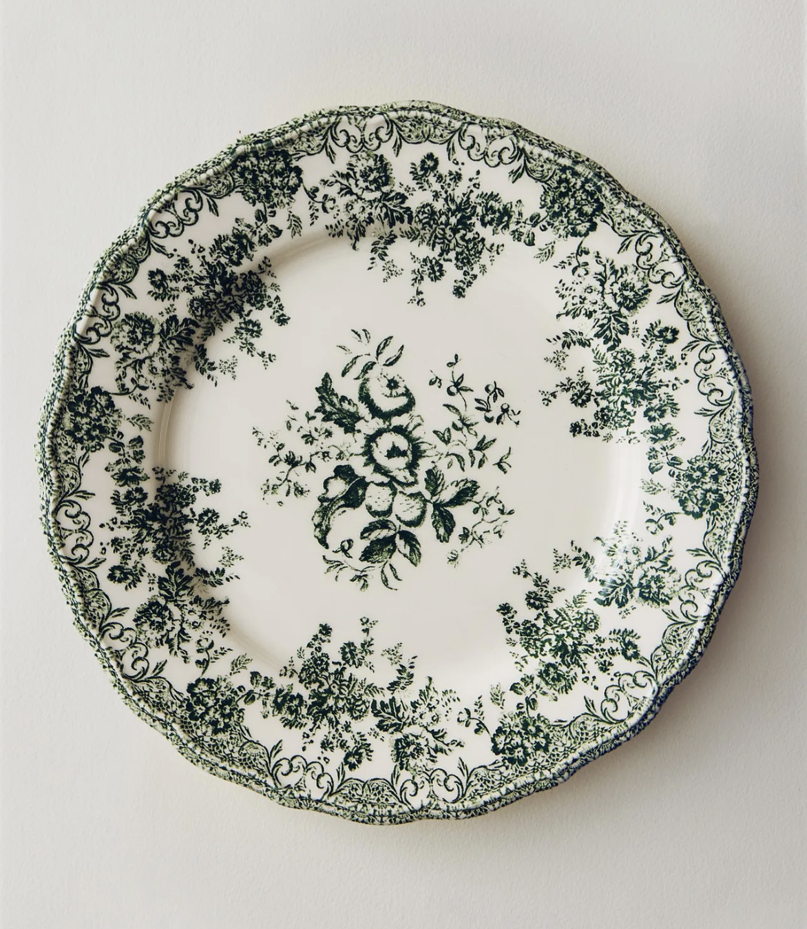 grande assiette verte imprimé fleurs