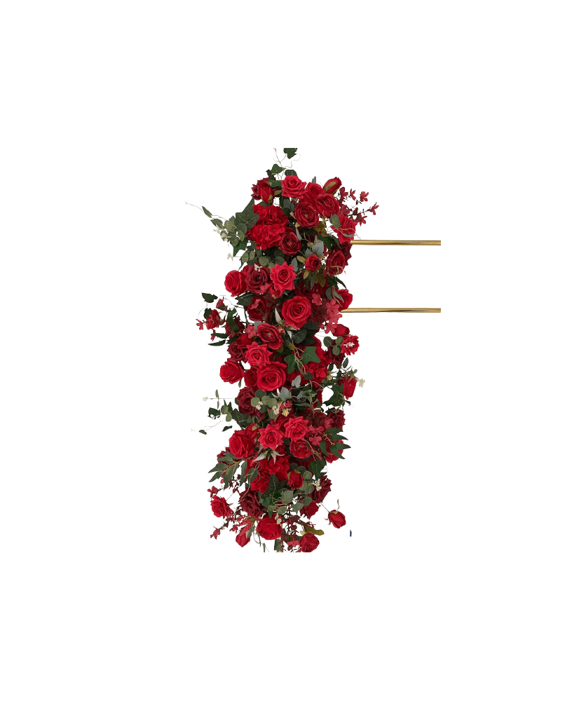 chemin de fleurs rouge