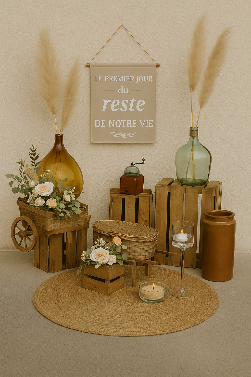 Tapis rond en jute