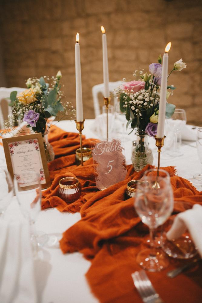 Chemin de table en gaze de coton Terracotta