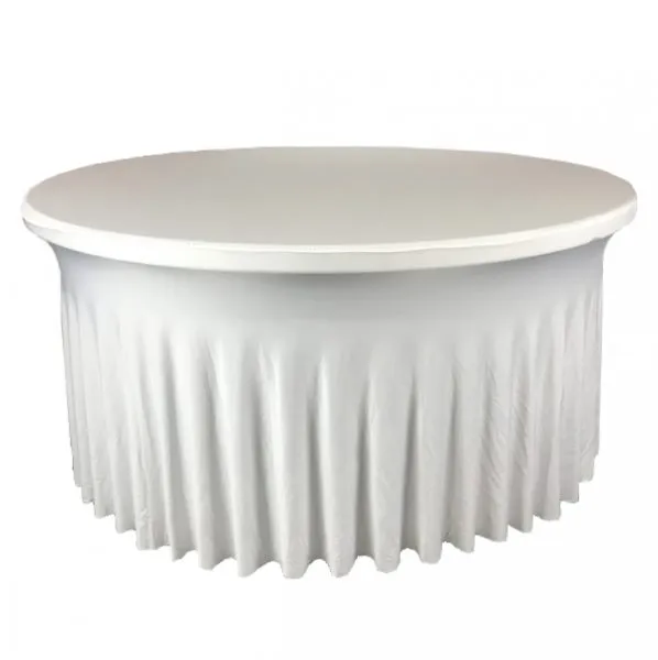 NAPPE RONDE LYCRA JUPONNAGE ∅150CM BLANCHE POUR 8 PERS