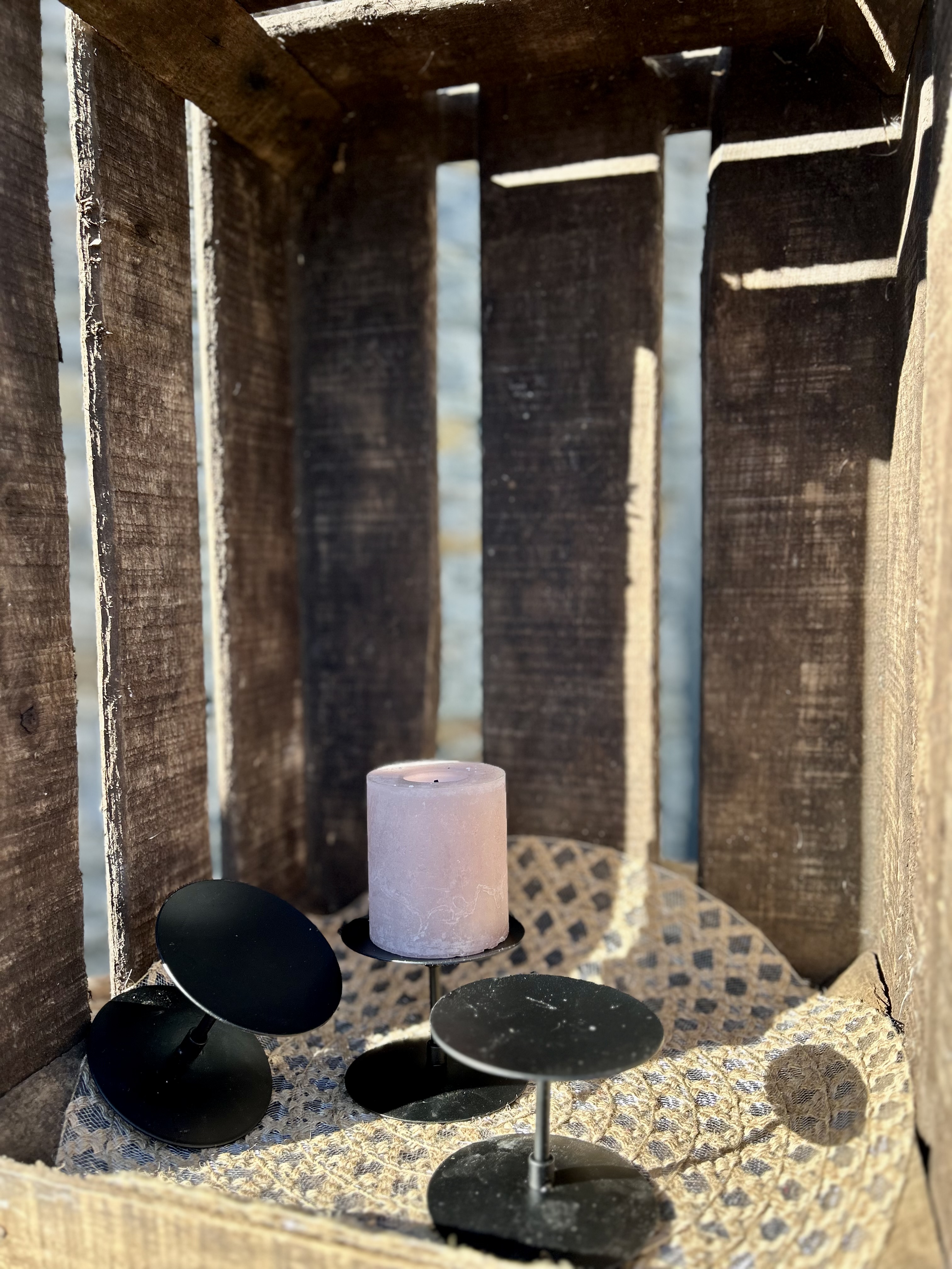 Trio de porte bougie AURELIE noir
